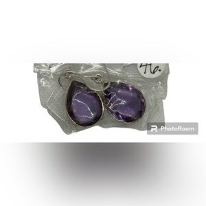 925 Silver an Amethyst Gemstone Tear Drop Earrings